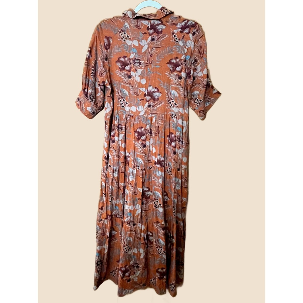 Natural Life Dress Midi Burnt Orange Tiered Skirt Fall Boho Back to School S - Picture 5 of 5